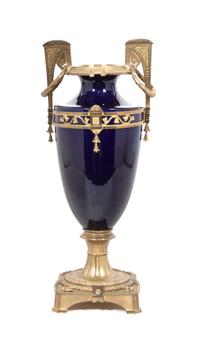 A Sevres Style Gilt Bronze Mounted Porcelain Vase Height 17 inches. — 19TH/20TH CENTURY