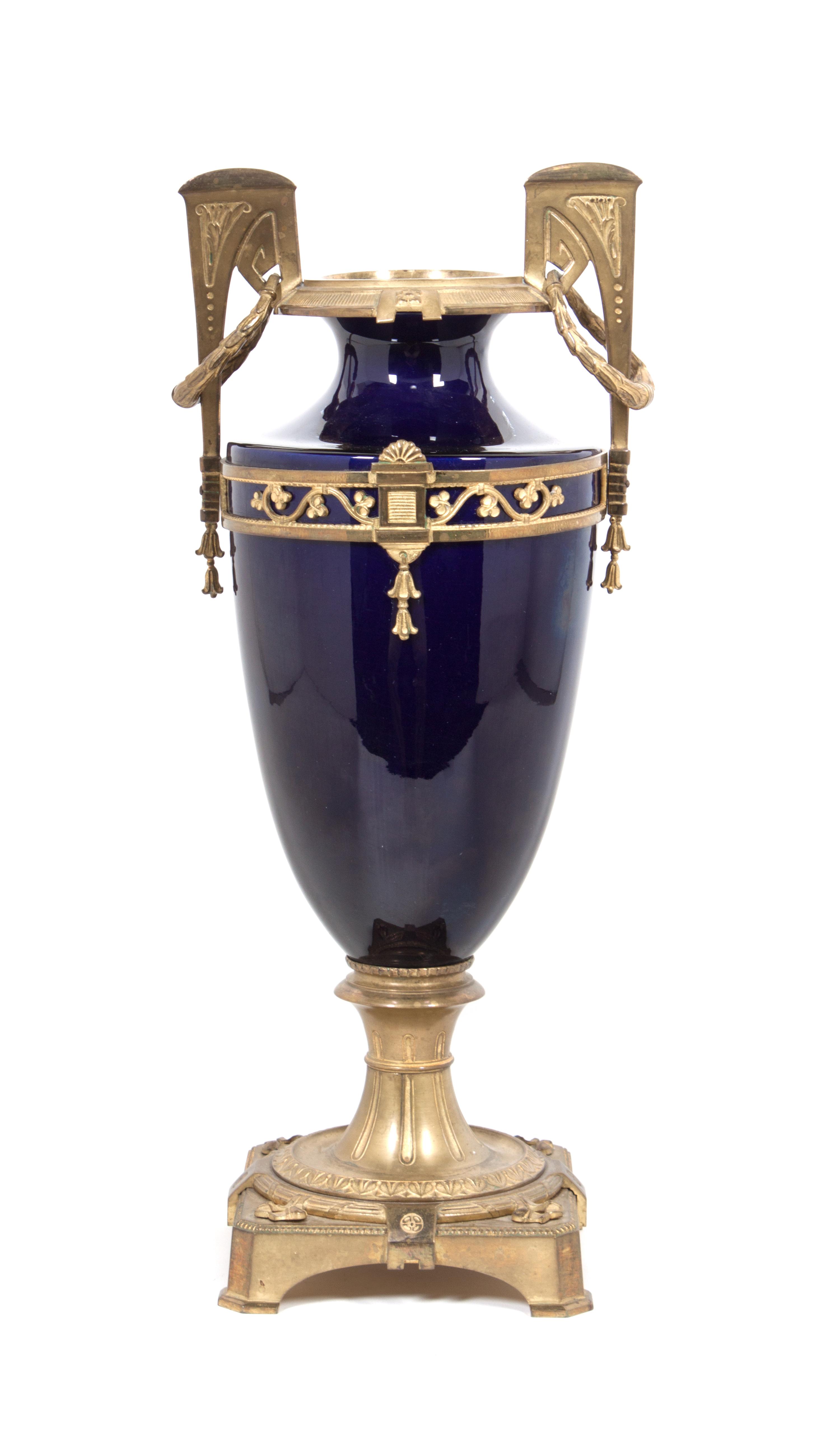 A Sevres Style Gilt Bronze Mounted Porcelain Vase Height 17 inches. — 19TH/20TH CENTURY