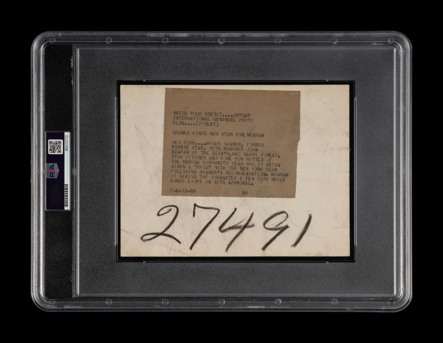 An Original Honus Wagner and John McGraw Type One News Photograph (PSA Encapsulated)