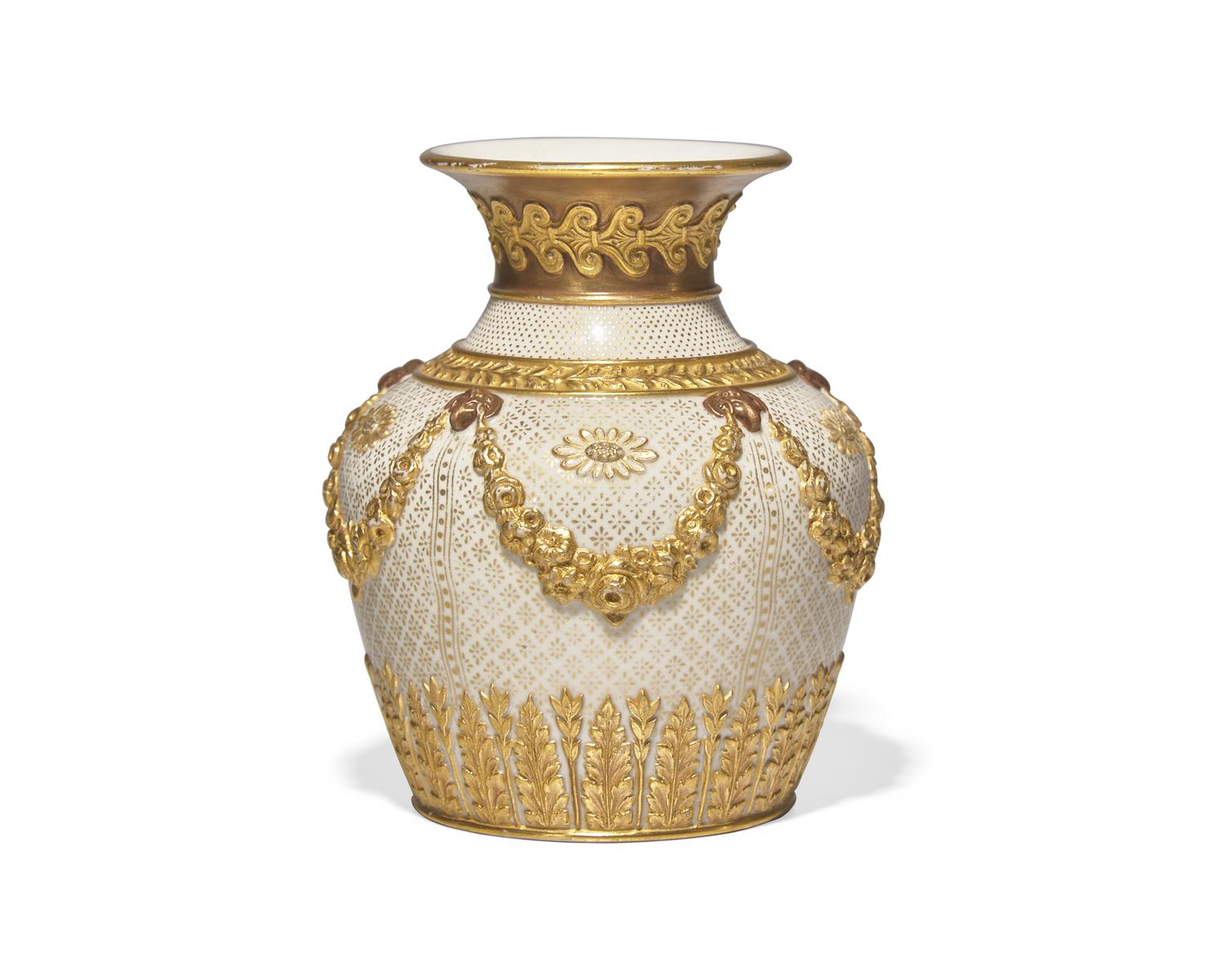 A Wedgwood Parcel Gilt Victoria Ware Vase