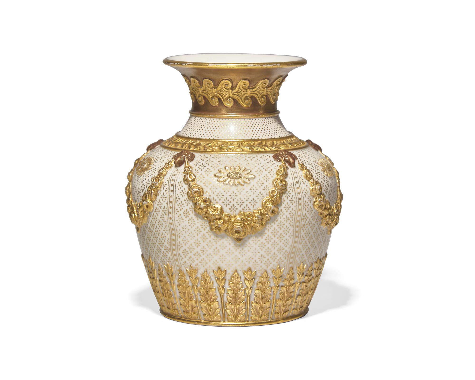 A Wedgwood Parcel Gilt Victoria Ware Vase