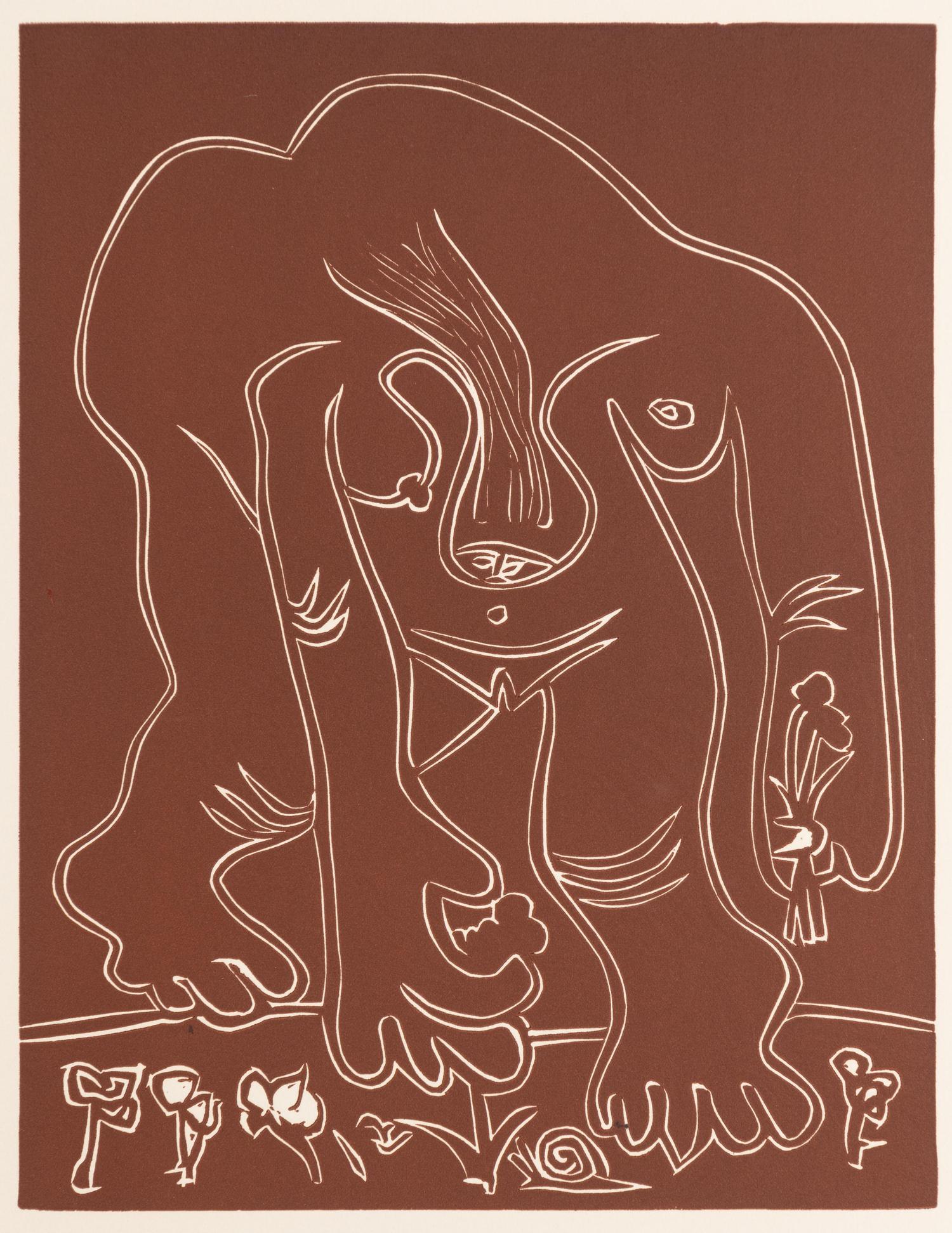 Femme Nue Cueillant des Fleurs (first and third state)