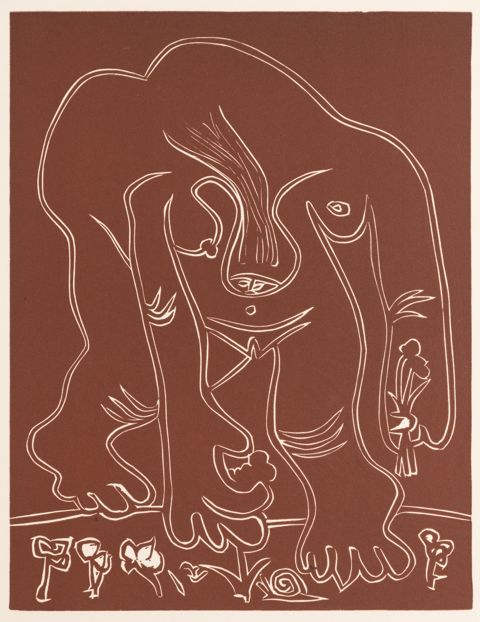 Femme Nue Cueillant des Fleurs (first and third state)