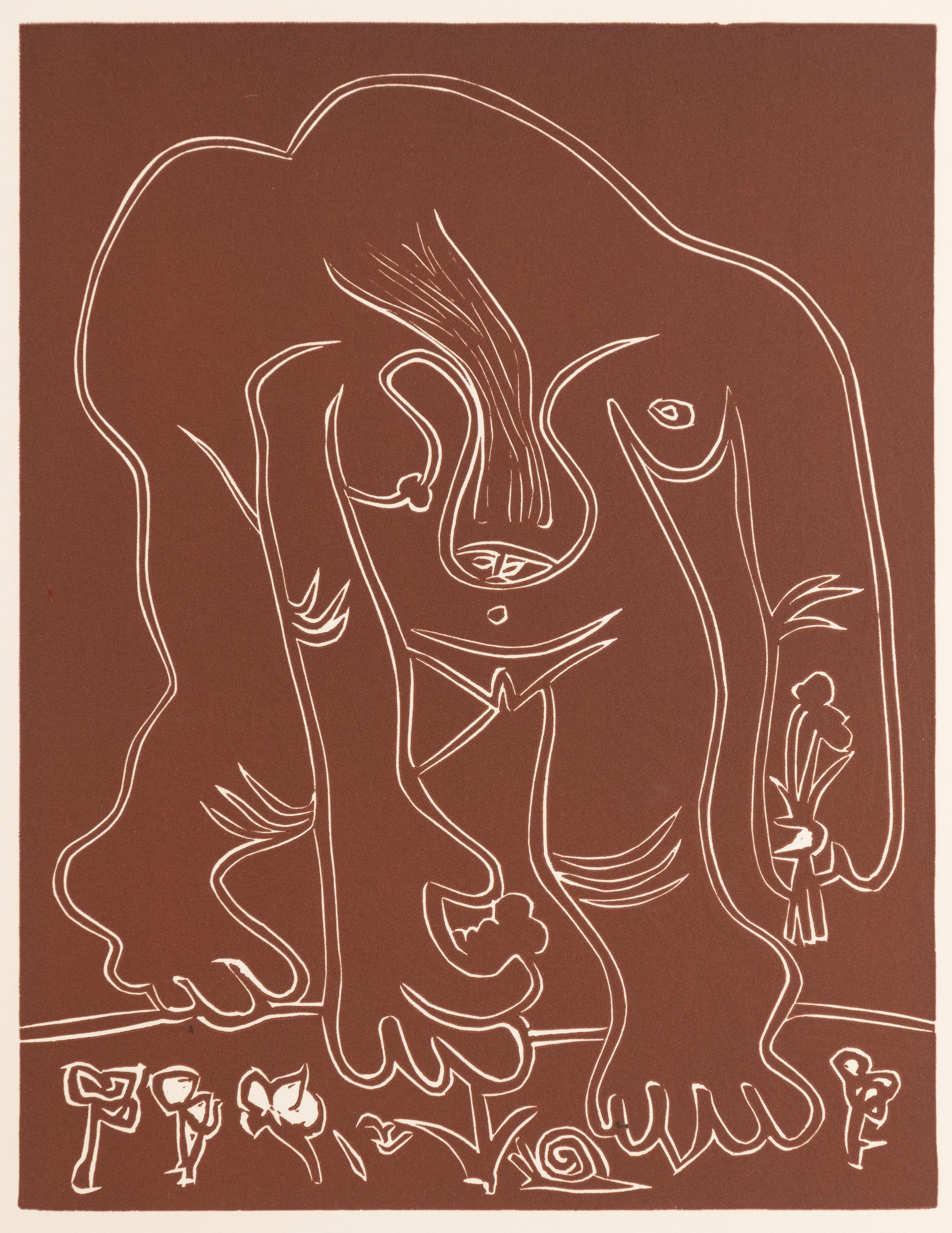 Femme Nue Cueillant des Fleurs (first and third state)