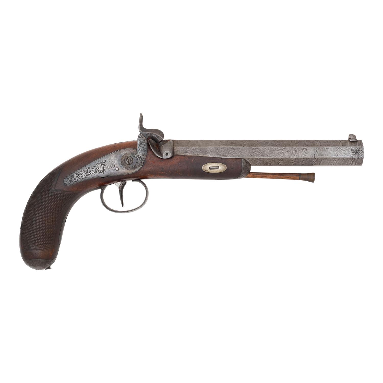19th Century Belgian Percussion Pistol in Case with Accessories