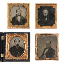 [EARLY PHOTOGRAPHY]. 32 ambrotypes and tintypes of men of varying ages.