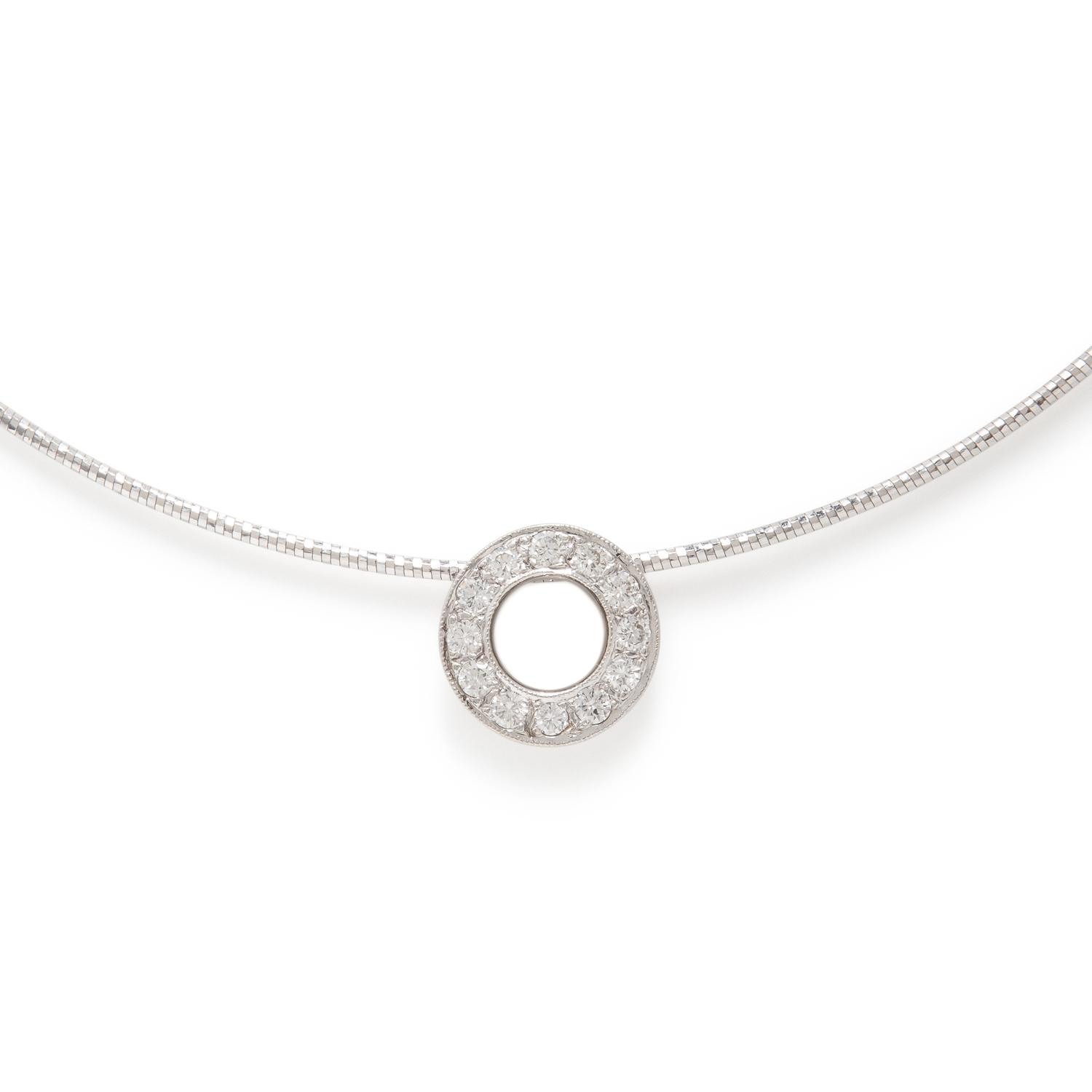 White Gold and Diamond Slide Necklace