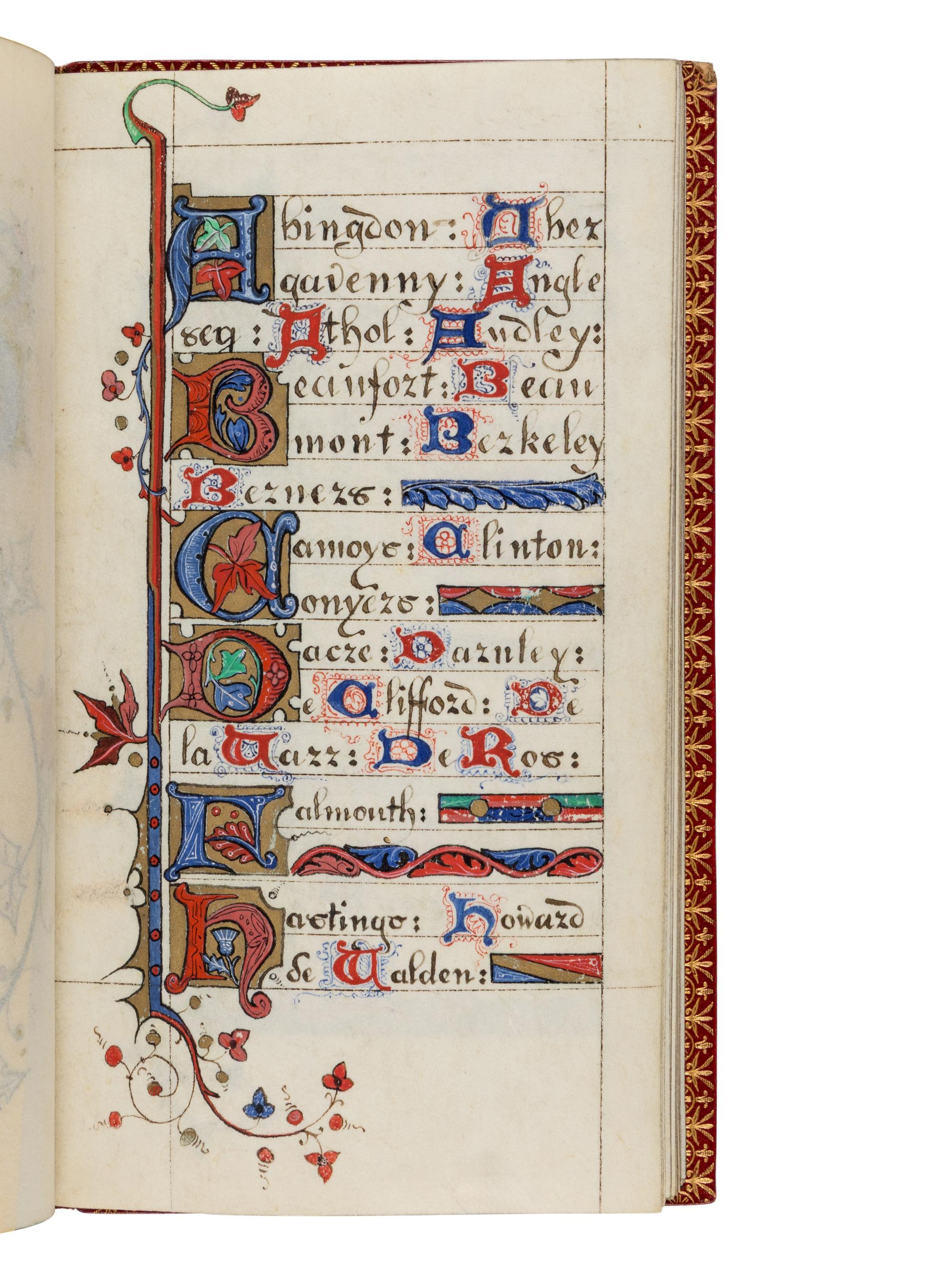 REVEREND WILLIAM JOHN LOFTIE (born 25 July 1839, Tandragee, County Armagh, Ireland; died 16 June 1911) A Roll of the Baronies by Writ of Summons in the Peerage of England, in English, illuminated manuscript on parchment [England, c. 1875]