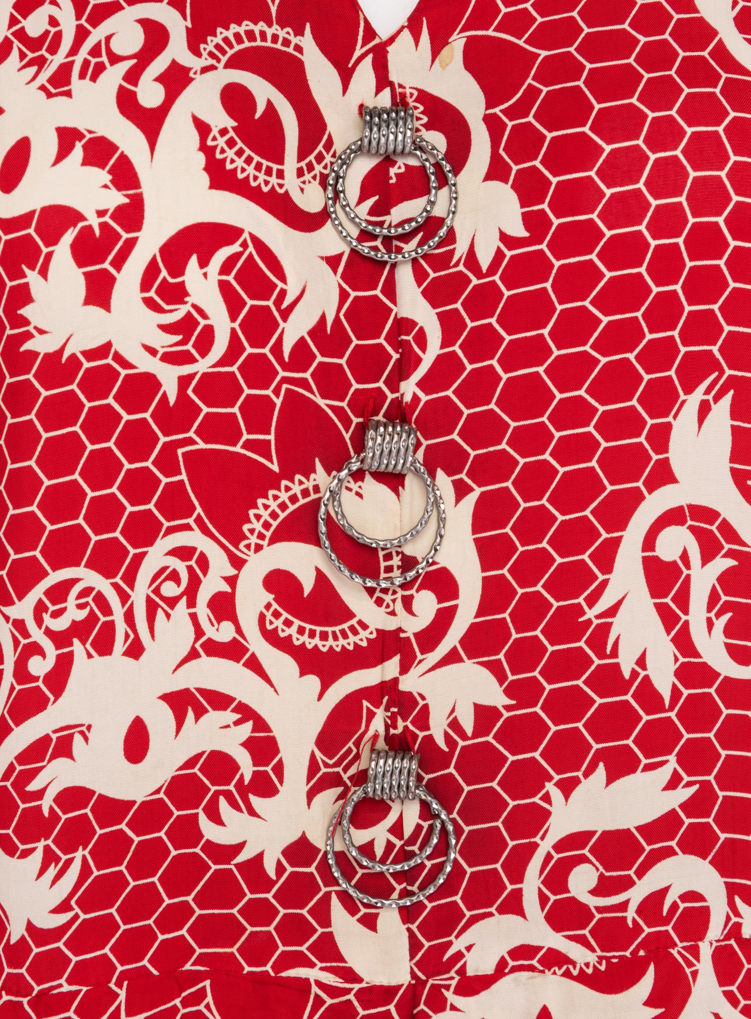 Three Red and Print Dresses, 1940s