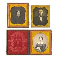 [Early Photography] Group of 40 Sixth Plate Daguerreotypes of Men and Women.