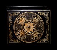 A Chinese Gilt Decorated Black Lacquered Kang Cabinet