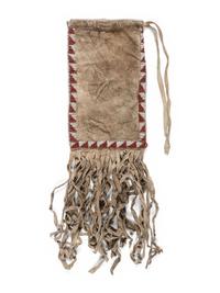 Apache Beaded Hide Drawstring Pouch
