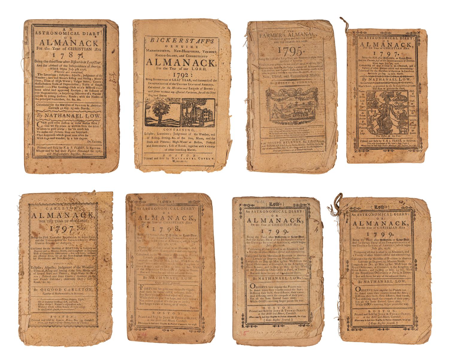 [ALMANACS - BOSTON]. A group of 8 almanacs, published Boston by various printers, comprising: