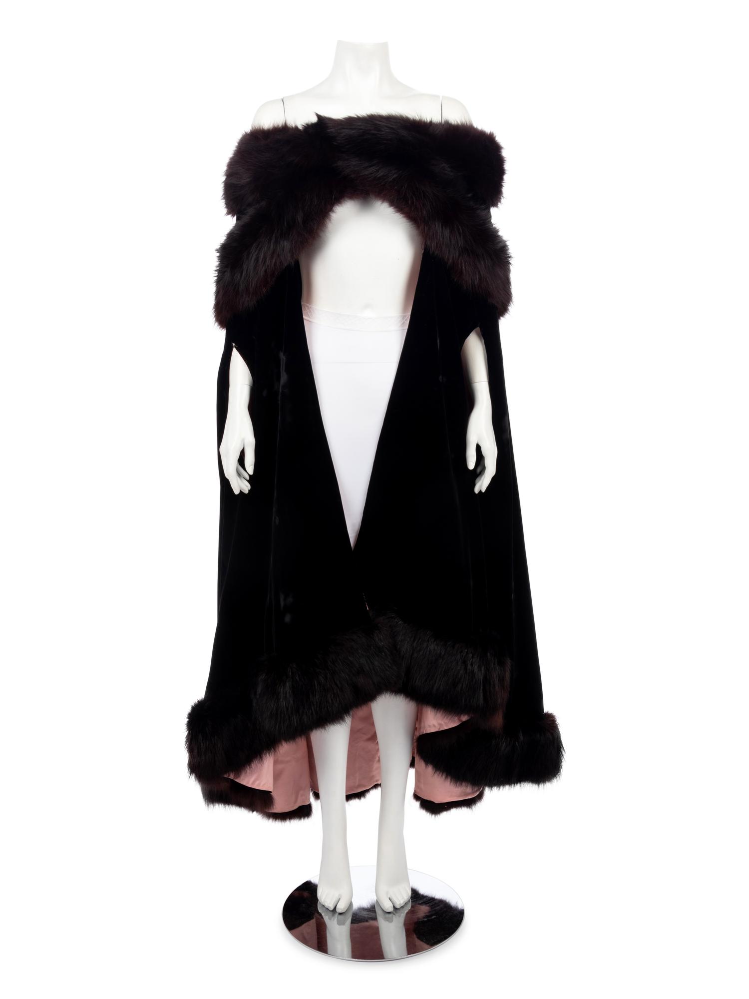Mr. Blackwell Custom Velvet and Fur Trimmed Cape,