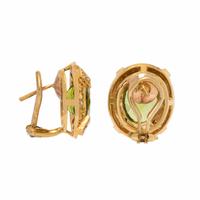 Peridot, Yellow Sapphire, and Yellow Gold Earrings