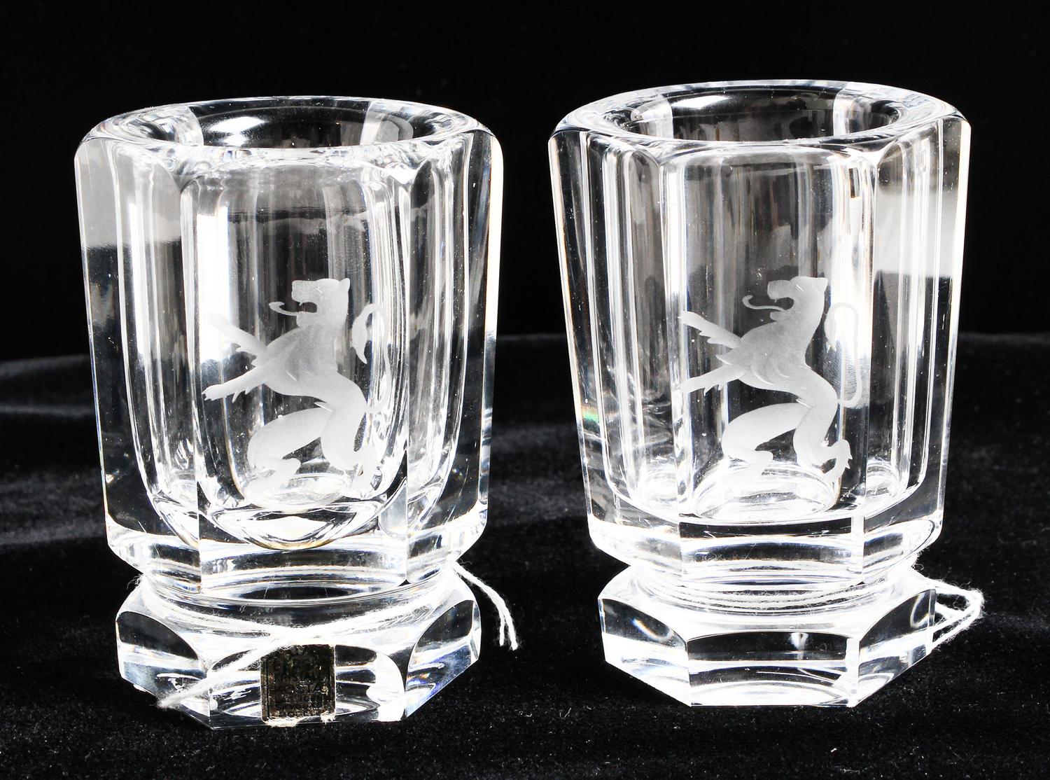 A Pair of Kosta Boda Vases Height 3 1/4 inches.