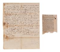 [ENSLAVEMENT]. Manuscript manumission of an enslaved woman and child. Fayette Co., KY, 17 Sep 1846.