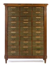 A Louis XVI Style Parcel Gilt Walnut Cabinet Height 75 1/2 x width 56 3/4 x depth 16 7/8 inches. — EARLY 20TH CENTURY