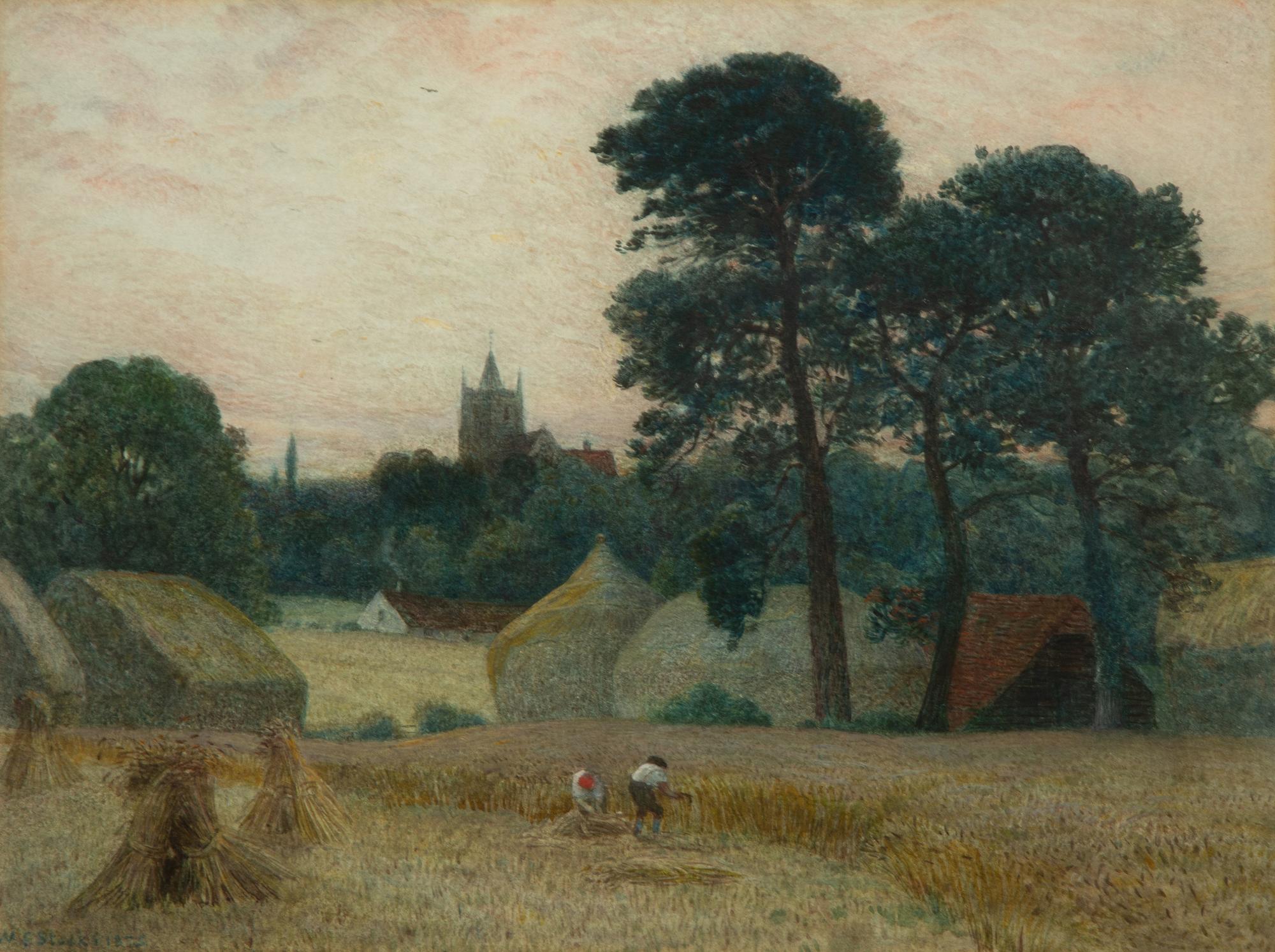 Workers in Wheat with Cattle in Background , 1855