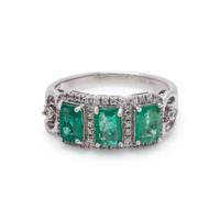 EMERALD AND WHITE ZIRCON RING