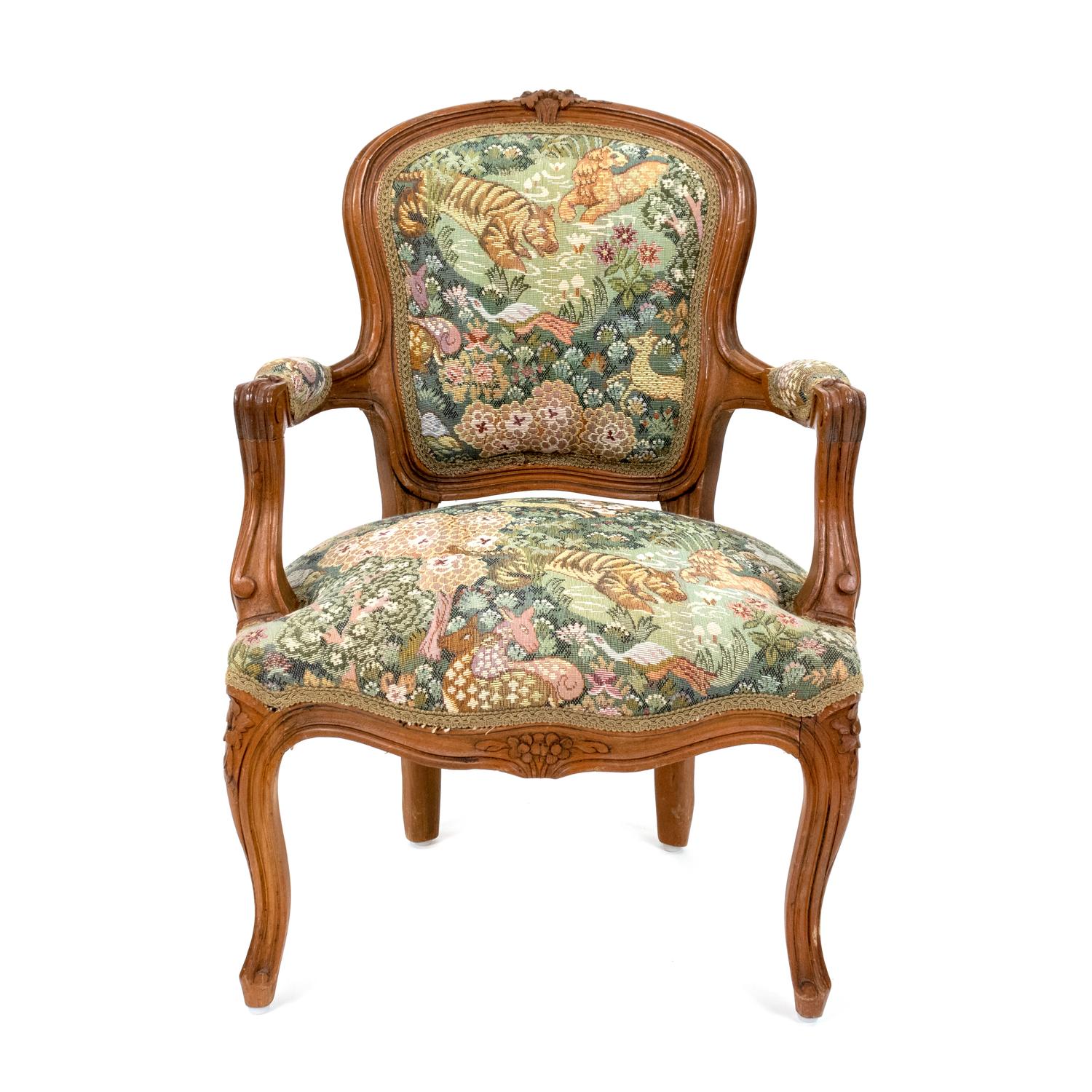 A Louis XV Style Carved Mahogany Diminutive Fauteuil — 20TH CENTURY