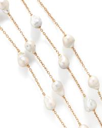 PAIR OF ROSE GOLD AND CULTURED BAROQUE PEARL LONGCHAIN NECKLACES