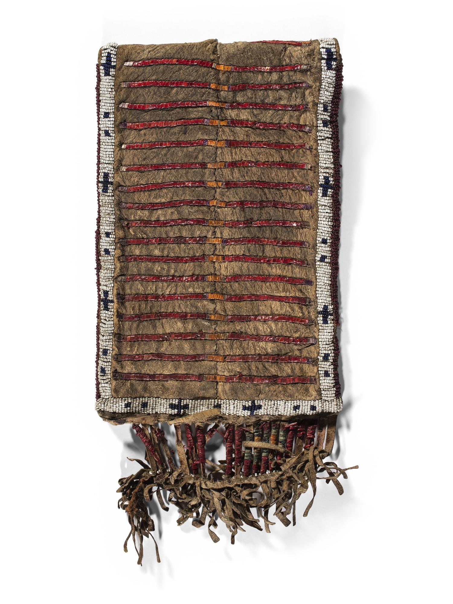 Sioux Quilled and Beaded Buffalo Hide Pouch