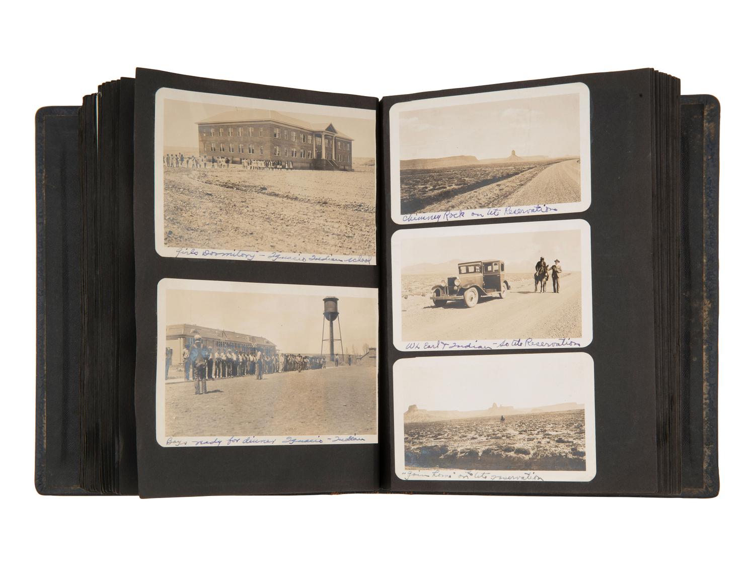 [WESTERN AMERICANA - NATIVE AMERICANS]. Photo albums documenting Rev. William L. Earl's travels in the American west, incl. views of the Ignacio Indian Boarding School and Pueblo artisans Severo and Maria Tafoya.