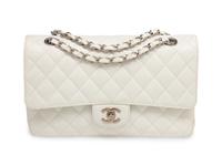 Chanel Medium Classic Flap Bag in White Caviar Leather