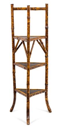 Three Victorian Bamboo Corner Chairs Height of first 36 inches.