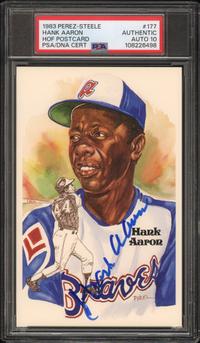 A Hank Aaron Signed Autograph Perez Steele Hall of Fame Postcard (PSA 10 AUTO)