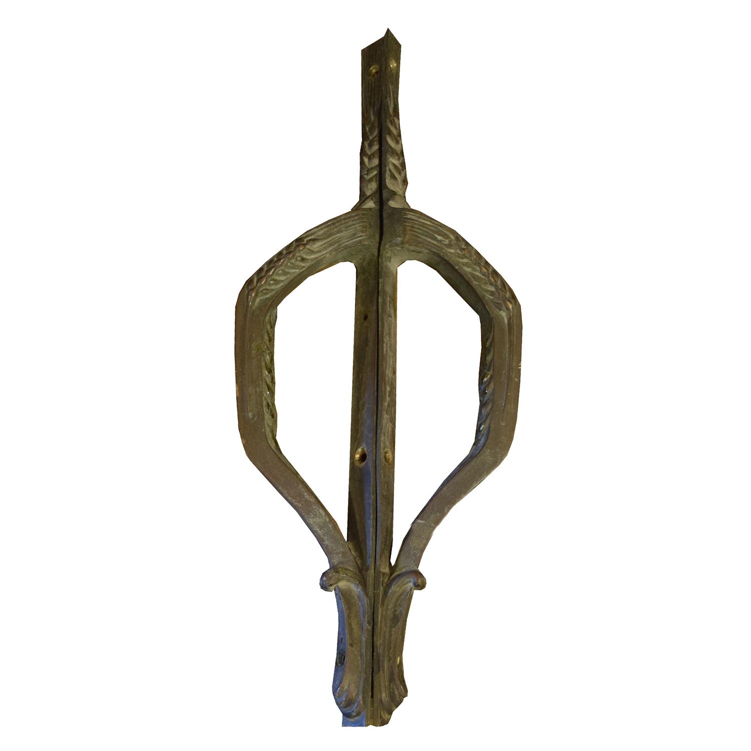 A Pair of Bronze Door Handles 2.5" W x 3.5" D x 20.25 "H — Italy, 20th Century