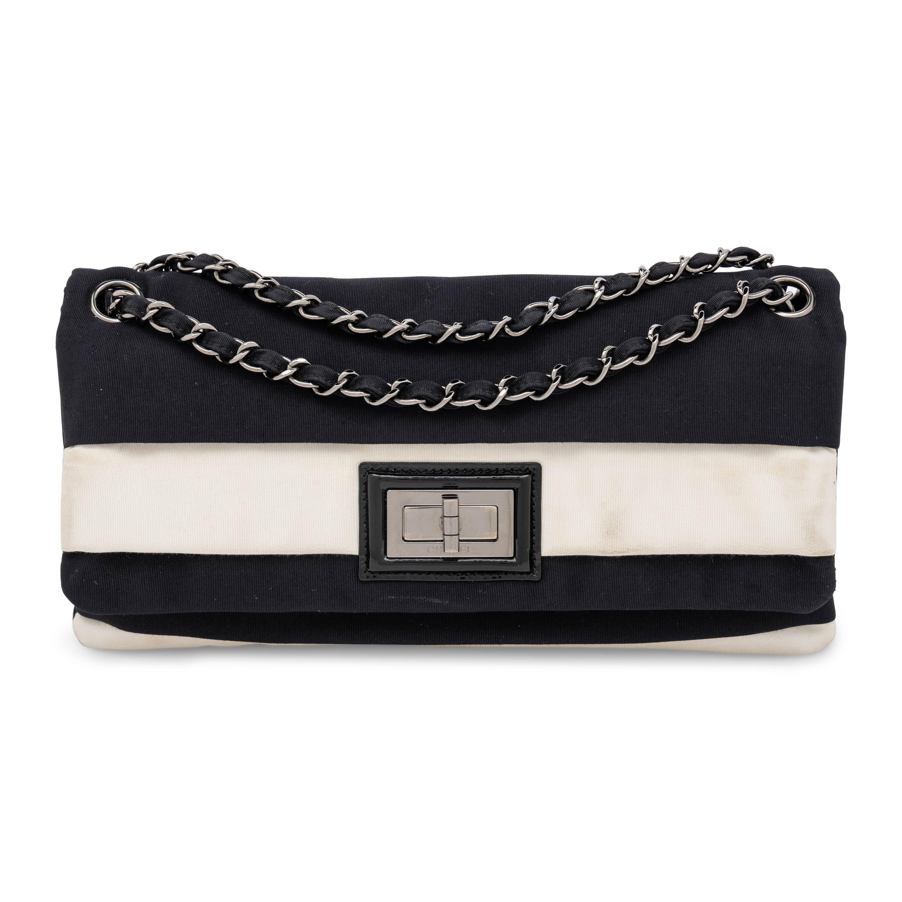 Chanel, Flap Bag in Black & White Faille