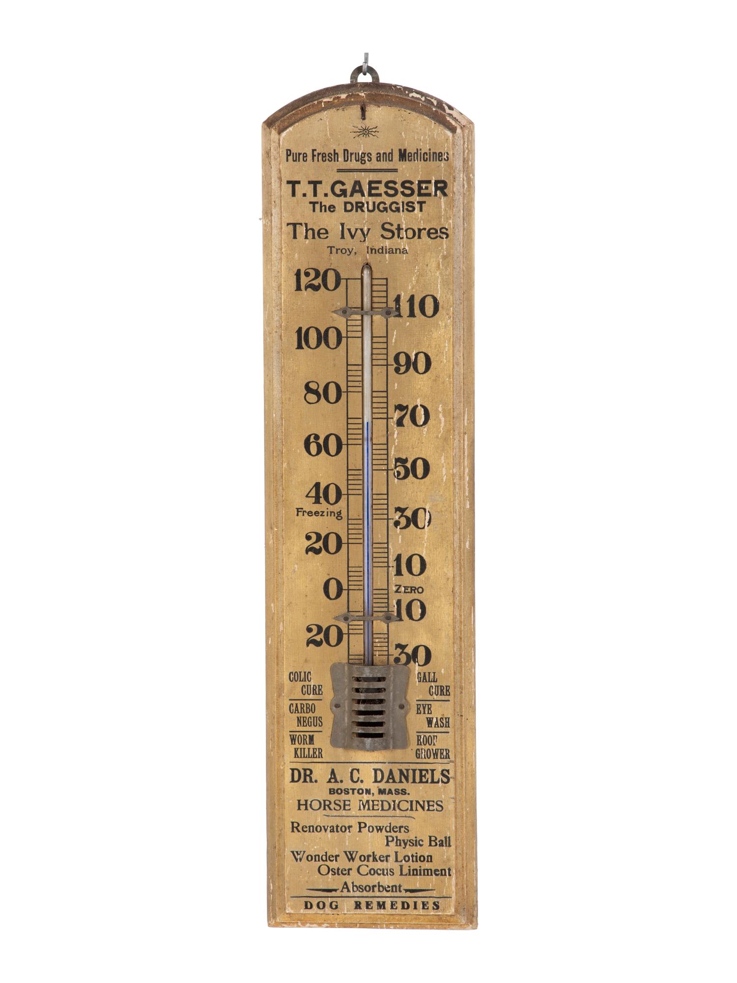 Two Wooden Advertising Thermometers