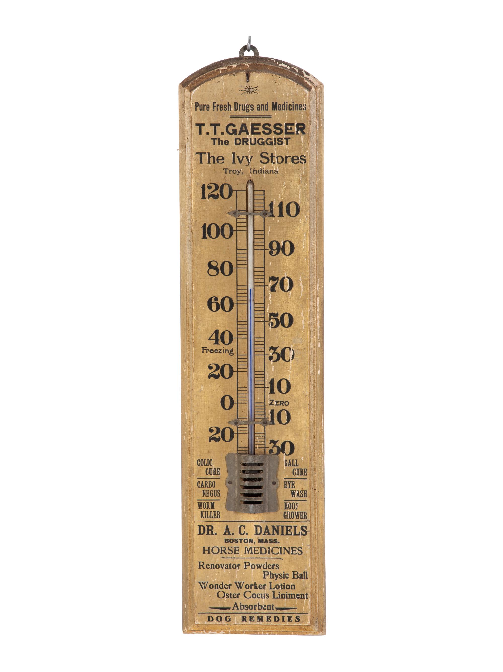 Two Wooden Advertising Thermometers