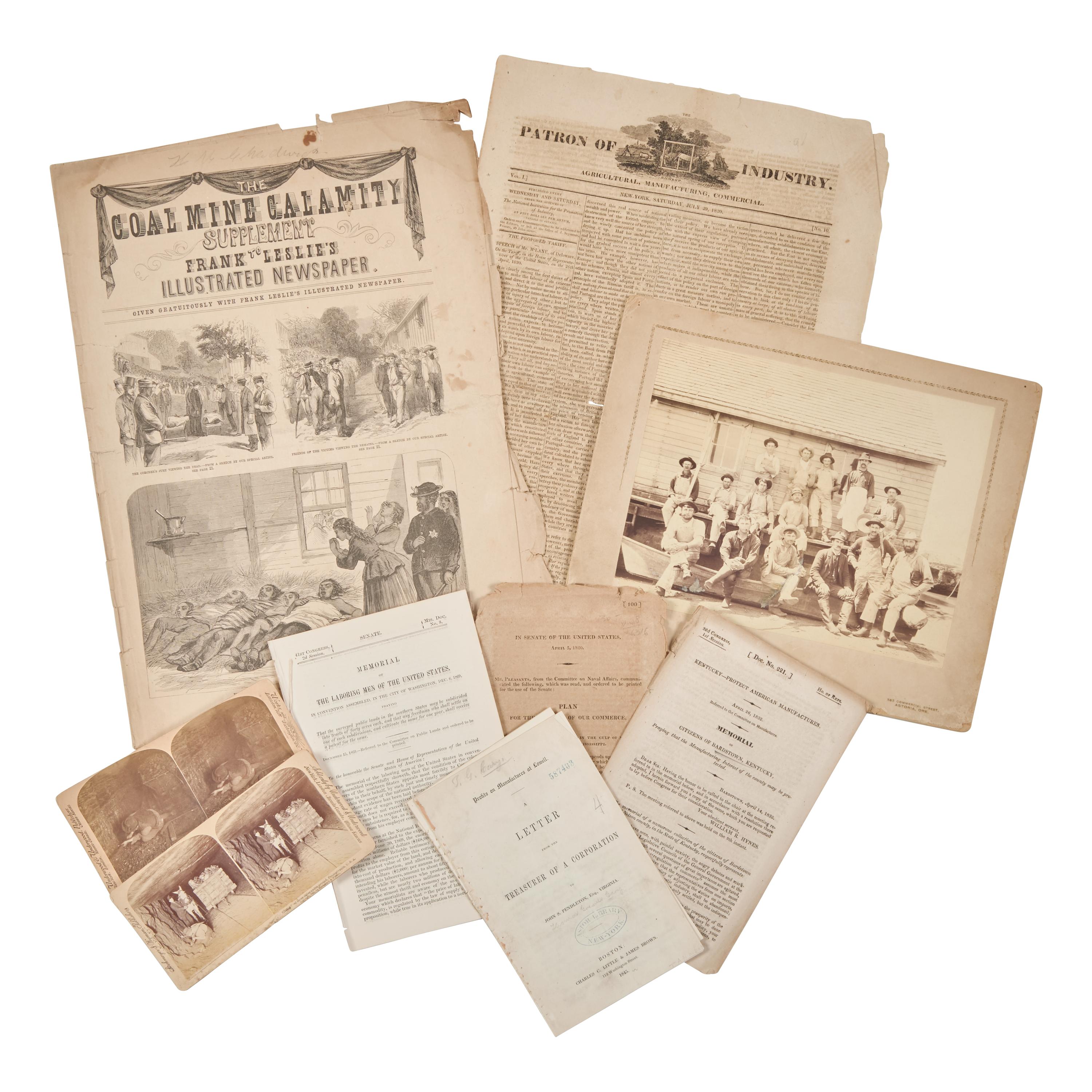 [Labor] Group of 9 Items Related to American Labor and Manufacturers