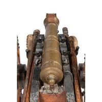 William Muese Made Scale Replica of a British Bronze "Grasshopper" Field Piece on Carriage