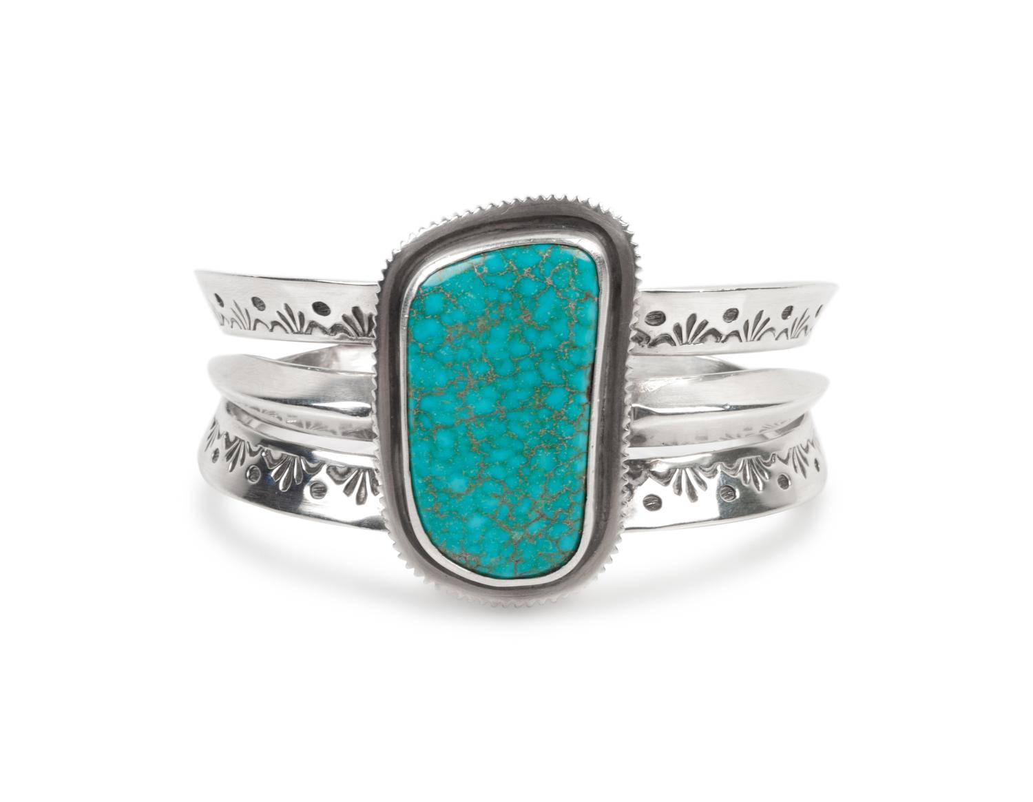 Sterling Silver and Lone Mountain Turquoise Cuff Bracelet