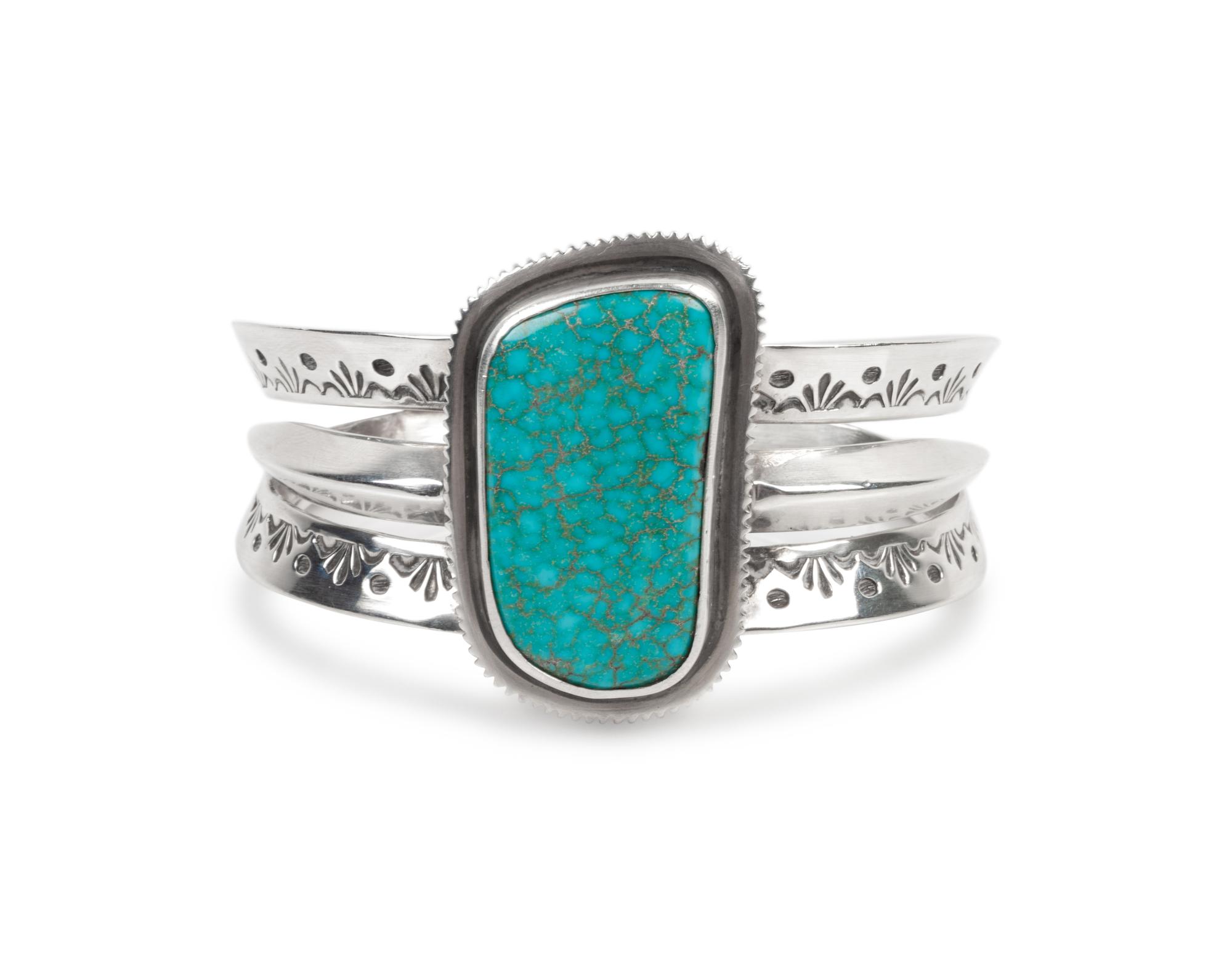 Sterling Silver and Lone Mountain Turquoise Cuff Bracelet