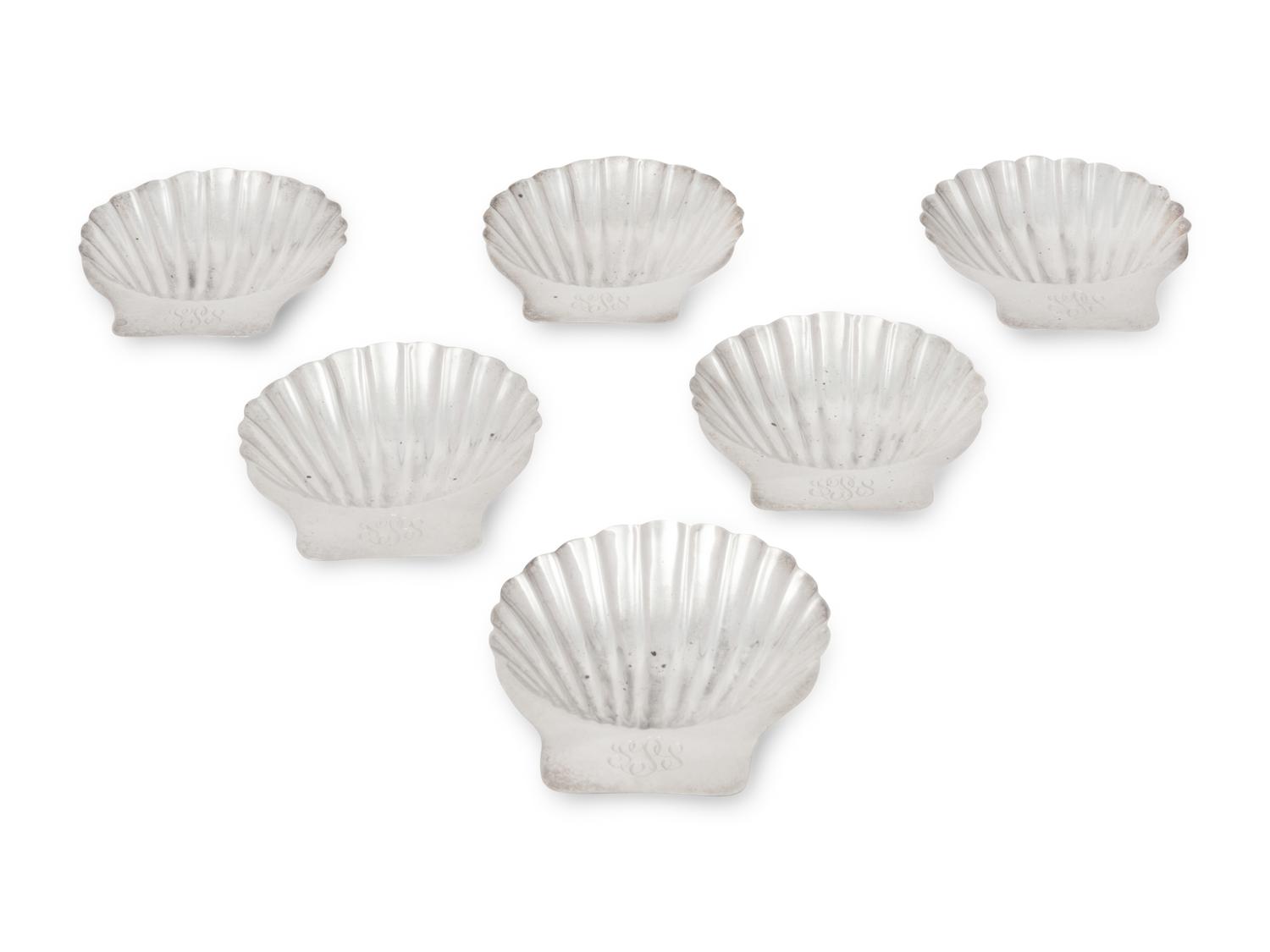 Six Mexican Silver Shell-Shaped Dishes