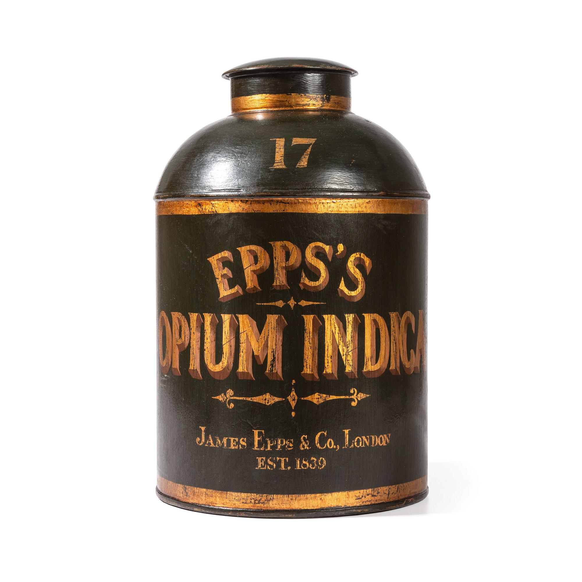 A Painted Tin Epps's Opium Indica Drug Cannister