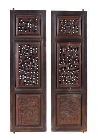 Eight Chinese Carved Wood Panels