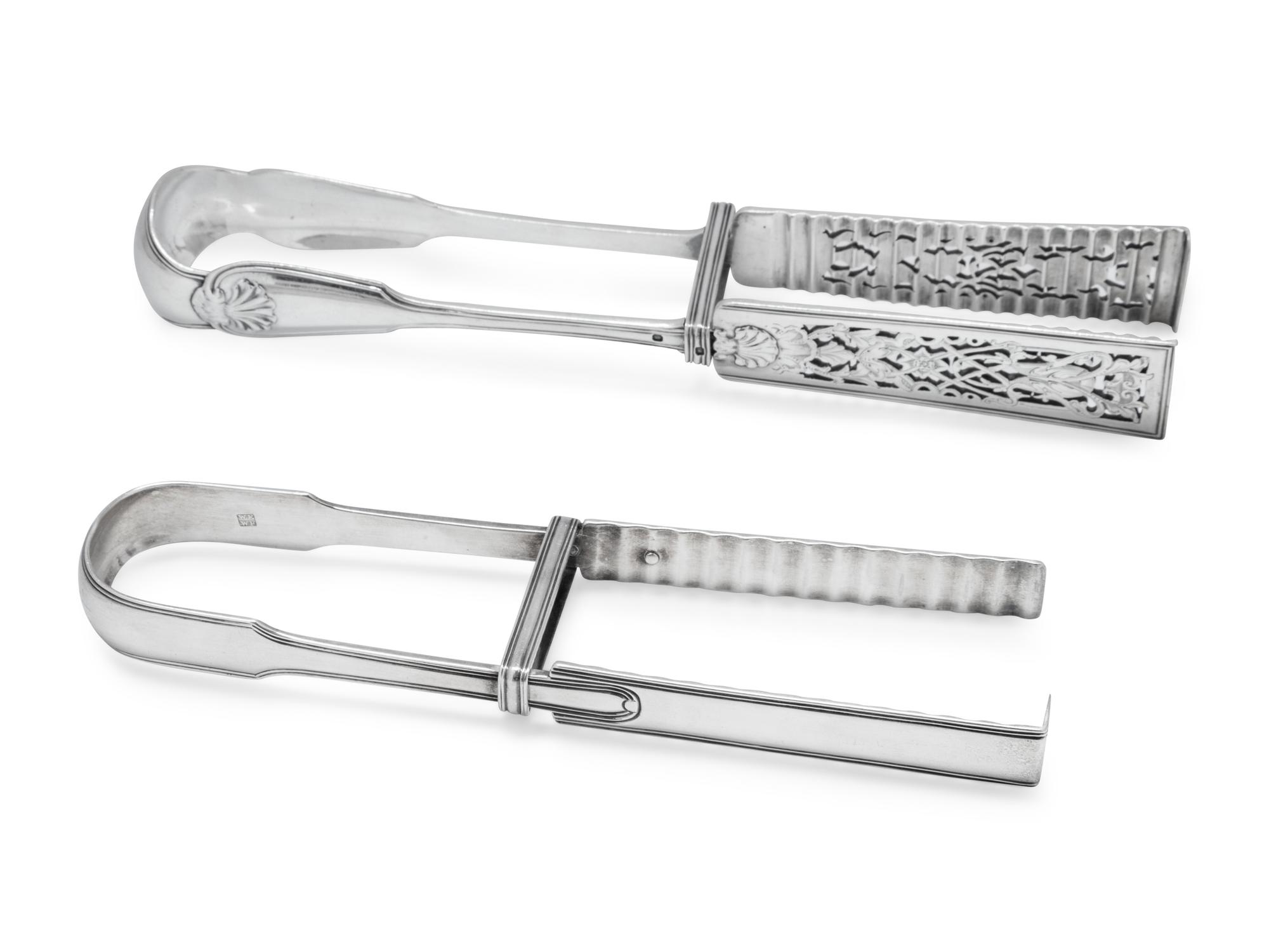 Two Silver Asparagus Tongs