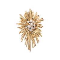 DAVID THOMAS, YELLOW GOLD, DIAMOND, CULTURED PEARL AND SAPPHIRE PENDANT/NECKLACE