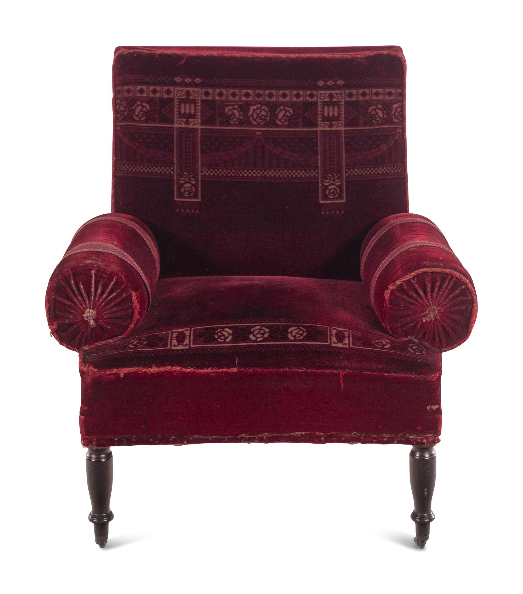 A French Cut-Velvet Upholstered Armchair
