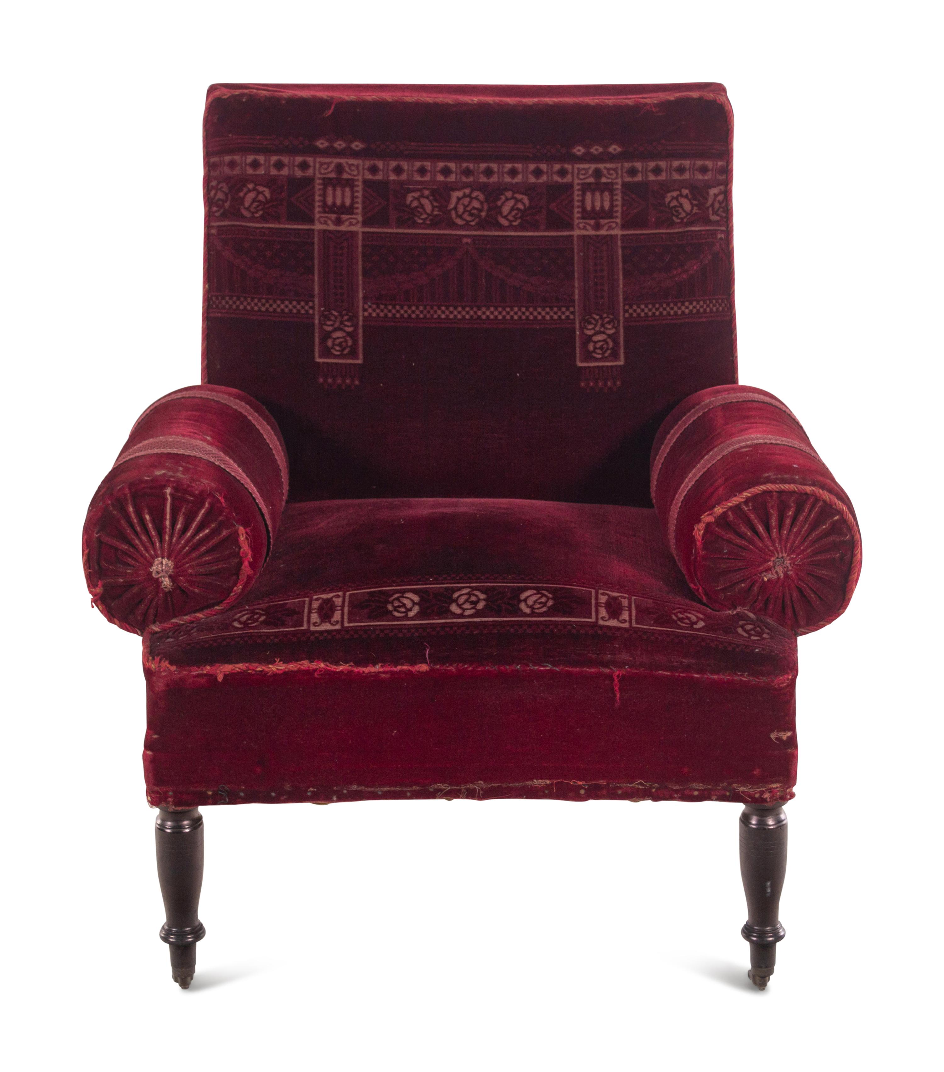 A French Cut-Velvet Upholstered Armchair