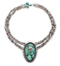 Heavy Sterling Silver Necklace, with Turquoise Pendant Lot is located and will ship from Denver, Colorado.