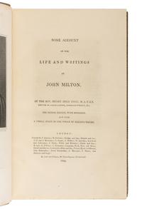 MILTON, John (1608-1674). The Poetical Works . 6 volumes. -- Some Account of the Life and Writings . Henry John Todd, editor. London: Bye and Law, and Law and Gilbert for J. Johnson et al, 1801-1809.