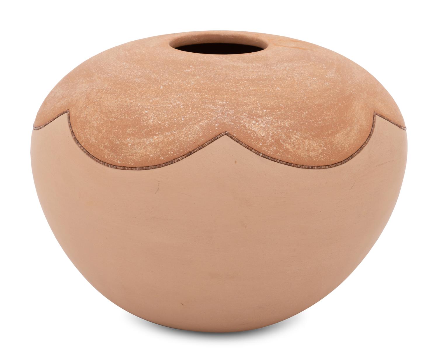 Buff and Micaceous Pottery Jar, with Redware Bear Lid
