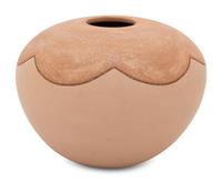Buff and Micaceous Pottery Jar, with Redware Bear Lid